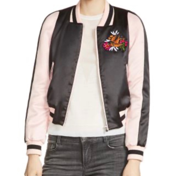 Maje satin bomber jacket with appliqué size 36 FR - Picture 7 of 13